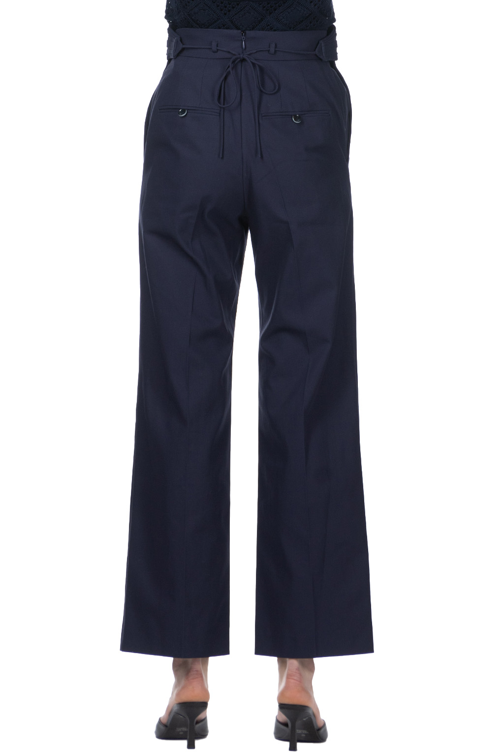 Mame Kurogouchi - Back String Cotton Flare Trousers - Navy